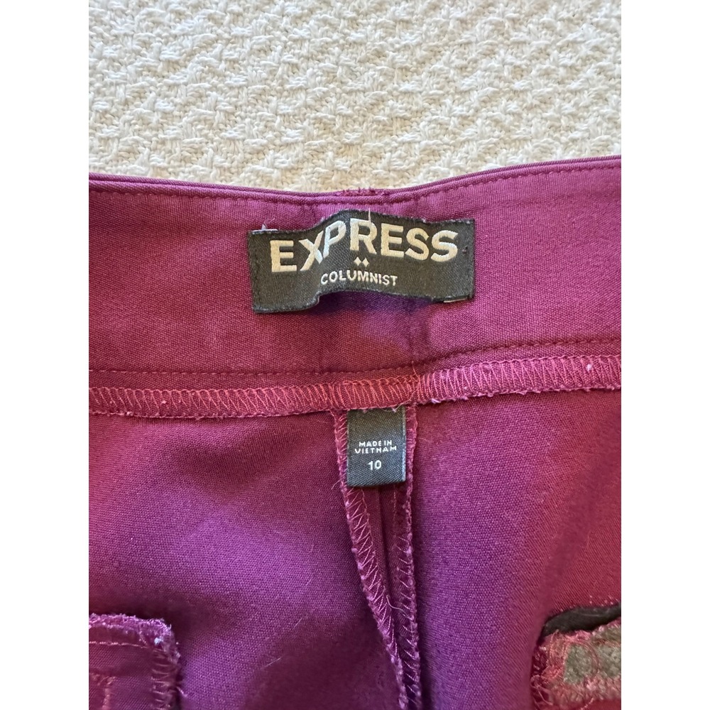 Express Columnist Ankle Pants Purple Mid Rise Straight Leg Trousers Size 10 - Picture 4 of 5